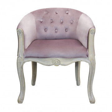 Poltrona struttura legno rivestimento velluto rosa 61x61x71 cm