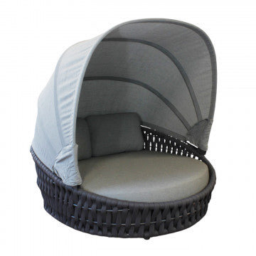Conchiglia in alluminio wicker antracite con cuscino 15 cm grigio
