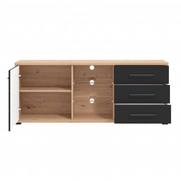 Mensola TV Lusitania rovere artigiano nero 161,5x40x65 cm truciolare