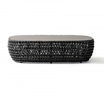 Tavolino ovale struttura alluminio corde 124x85x33 cm peso 21 kg