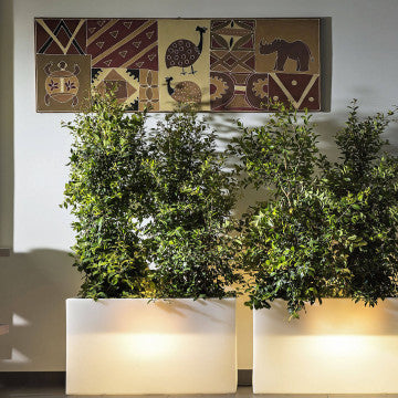 Fioriera in polipropilene 80x35x50 cm con illuminazione LED RGB e batteria solare