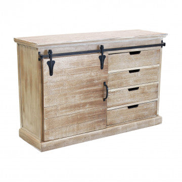 Mobile colonna in metallo e legno, 124x43x81,5 cm, colore marrone