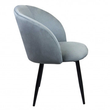 Poltrona struttura metallo seduta schienale velluto grigio 50x50x76