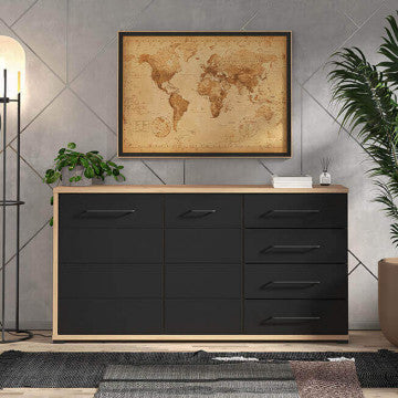 Mobile Lusitania in truciolare bilaminato rovere e nero antracite 161,5x40x84