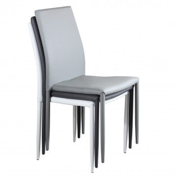 Sedia in acciaio e ecopelle, grigio chiaro, 41x50x91 cm