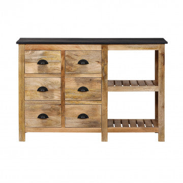 Mobile in legno di mango con 2 ante e 11 cassetti 120x45x80 cm