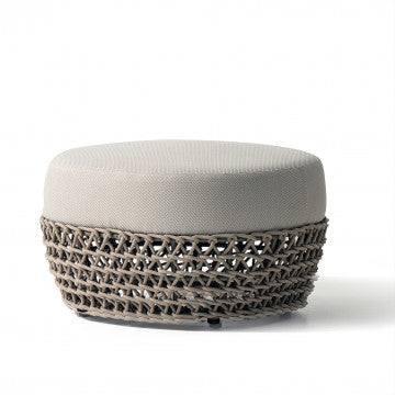 Pouf quadrato in alluminio e corda 8mm, dimensioni 63x63x36cm