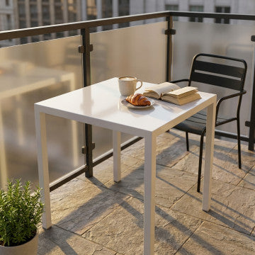 Tavolo autolivellante in acciaio verniciato bianco 70x70 cm altezza 74