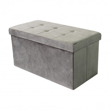 Pouf contenitore rettangolare in velluto tortora 76x38x38 cm