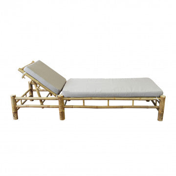 Lettino in bamboo con cuscino, dimensioni 210x80x36 cm, colore marrone