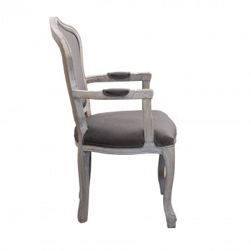 Poltrona in velluto taupe con struttura in legno 55x51x100 cm