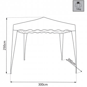 Gazebo pieghevole 3x3 in poliestere 160gr e struttura in acciaio