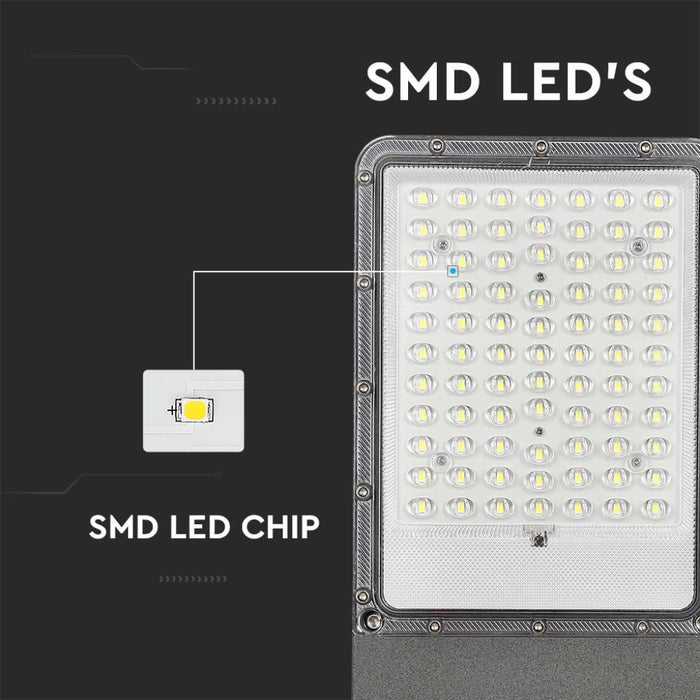 Armatura Stradale LED Solare 35W con Pannello e Batteria LiFePO4 4000K IP65 Grigio
