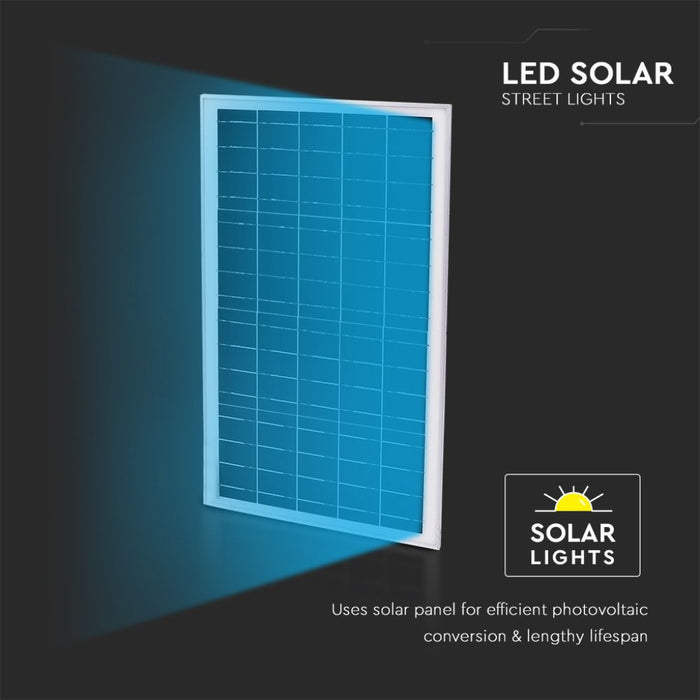 Armatura Stradale LED Solare 35W con Pannello e Batteria LiFePO4 4000K IP65 Grigio