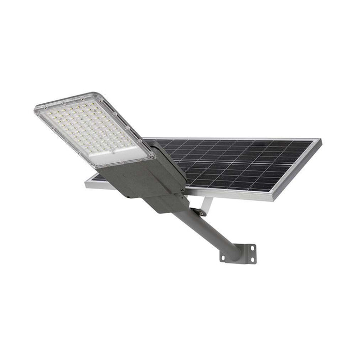 Armatura stradale LED solare 35W con chip Bridgelux 4000K VT-15300ST, pannello solare integrato per illuminazione esterna efficiente.