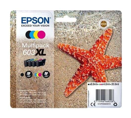 Epson 603XL Confezione 4 Cartucce d'Inchiostro Originali - C13T03A64010
