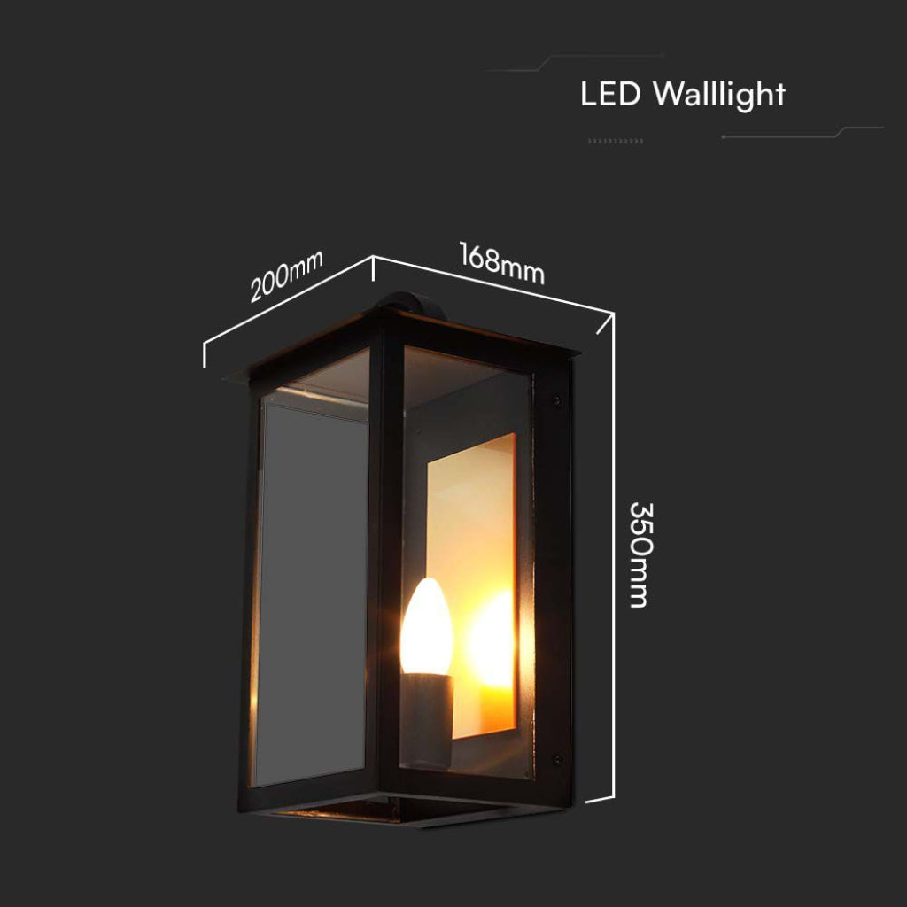 Lampada LED Muro 26W Ruotabile 3000K IP65 Nero V-TAC con dimensioni 350x200x168mm, perfetta per illuminazione da parete in ambienti esterni.