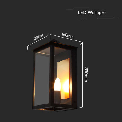 Lampada LED Muro 26W Ruotabile 3000K IP65 Nero V-TAC con dimensioni 350x200x168mm, perfetta per illuminazione da parete in ambienti esterni.