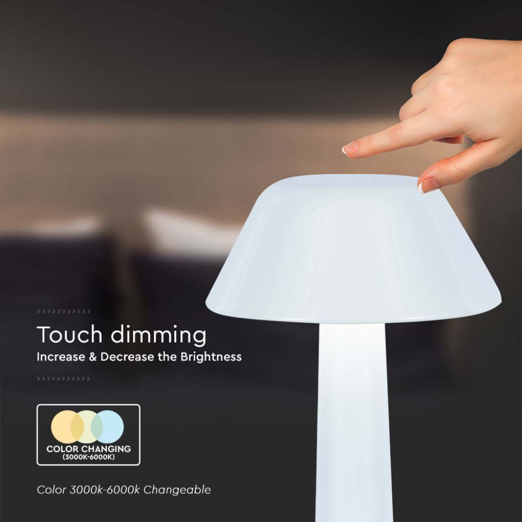 V-Tac Lampada LED da Tavolo dimmerabile con controllo touch e temperatura colore regolabile da 3000K a 6000K per luce calda o fredda.
