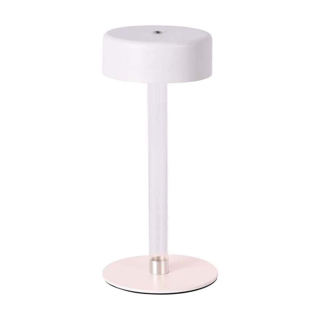 V-Tac Lampada LED da Tavolo 3W USB-C Touch Dimmerabile Bianca con design moderno in metallo e acrilico, ideale per scrivanie e comodini.