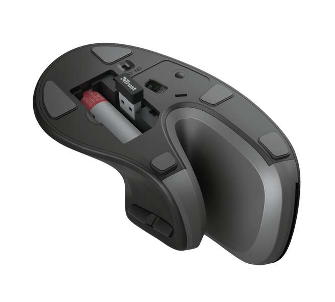 Trust Verro Mouse Wireless USB 1600dpi - 5 Pulsanti - Design Ergonomico - Angolo Verticale 60º - Colore Nero