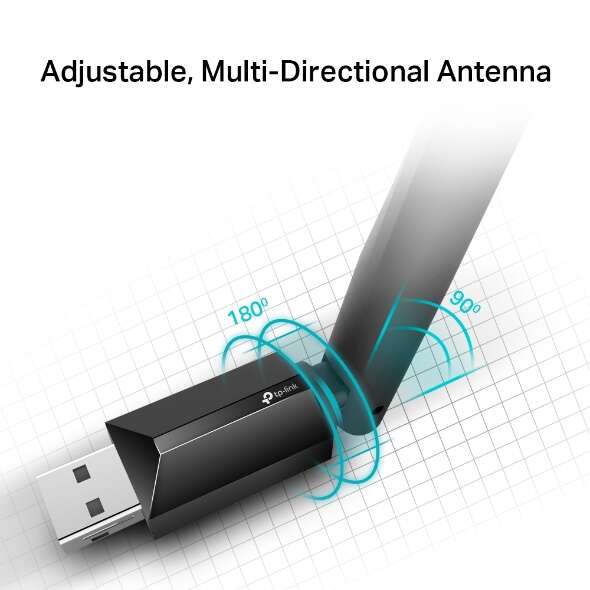 TP-LINK Archer T2U Plus AC600 Adattatore USB Wireless Ad Alto Guadagno Dual Band - Wi-Fi Alta Velocità - Dual Band Wireless - Antenna Alto Guadagno Rotazione 180° - Compatibile con gli Ultimi Sistemi
