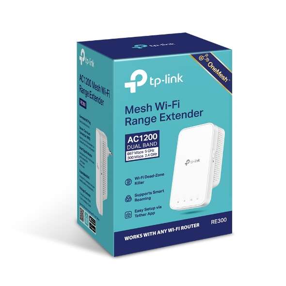 TP-LINK RE300 Extender Wi-Fi AC1200 - WPS - Controllo Accesso - Onemesh - Controllo LED - App Tether - Colore Bianco