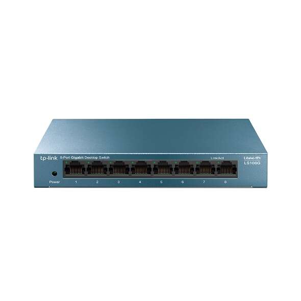 Tp-link Switch da Tavolo 8 Porte 10/100/1000Mbps - Carcassa in Metallo - Tecnologia Green - Plug & Play - Colore Grigio
