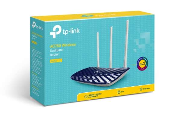 TP-Link Router Wireless Dual Band AC750 - 300MB a 2,4GHZ e 433MB a 5GHZ - 4P Ethernet - 2 Antenne Fisse