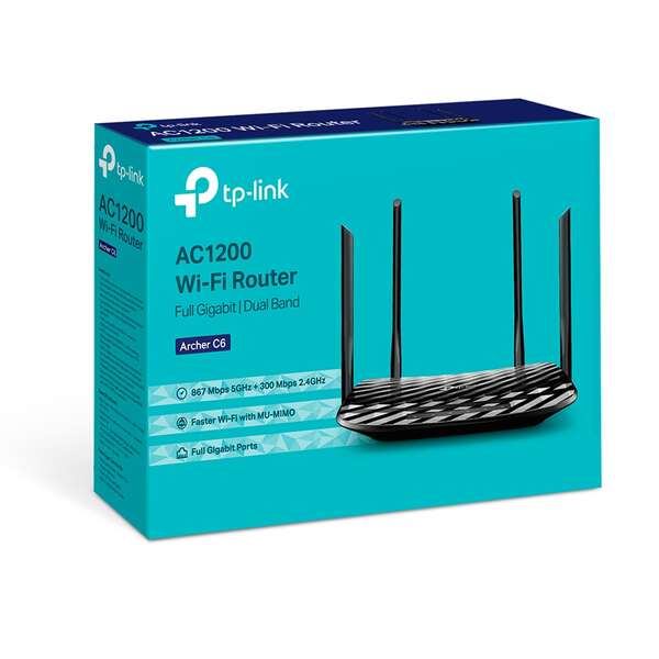TP-Link Router Gigabit Wireless MU-MIMO Dual Band AC1200 - 4 Antenne Esterne