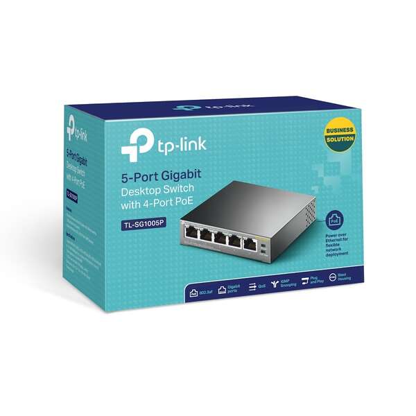 TP-Link Switch da Tavolo - 5 Porte Gigabit con 4 Porte PoE
