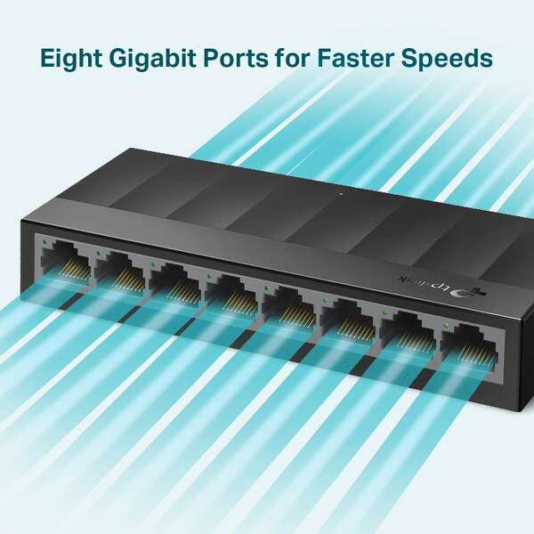 TP-Link Switch da Scrivania - 8 Porte 10/100/1000Mbps - Tecnologia Green - Controllo di Flusso - Plug & Play