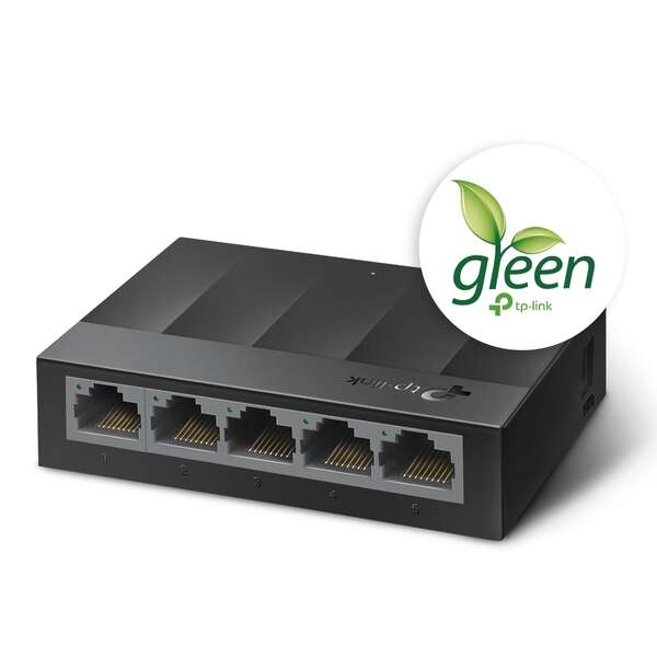 TP-Link Switch da Tavolo - 5 Porte 10/100/1000Mbps - Tecnologia Verde - Controllo di Flusso - Plug & Play