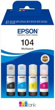 Epson 104 Confezione 4 Bottiglie d'Inchiostro Originali - C13T00P640