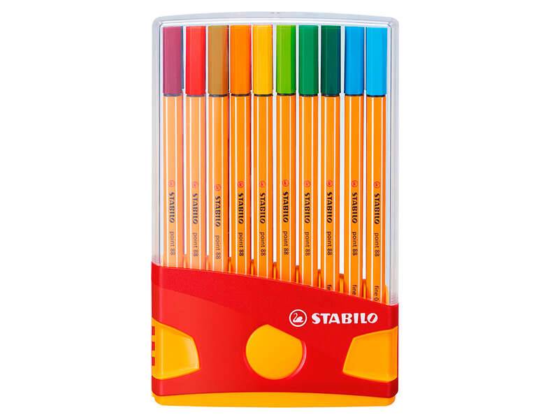 Stabilo Point 88 Confezione 20 Pennarelli Punta Fine in Fibra - Tratto 0.4mm - Inchiostro a Base d'Acqua - Adatto per Righelli e Sagome - Colori Assortiti