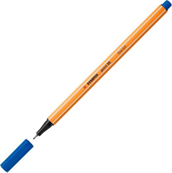 Stabilo Point 88 Confezione 20 Pennarelli Punta Fine in Fibra - Tratto 0.4mm - Inchiostro a Base d'Acqua - Adatto per Righelli e Sagome - Colori Assortiti