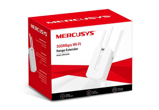 Mercusys Ripetitore Amplificatore Estensore Rete WiFi - Fino a 300Mbps - Tecnologia MIMO - Pulsante WPS - 3 Antenne Esterne