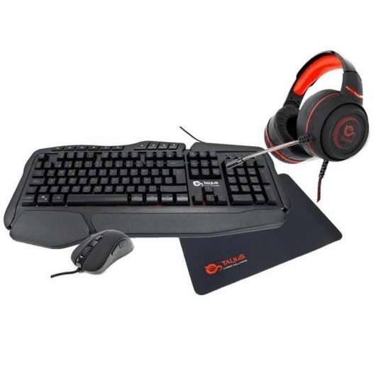 Kit Gaming Talius V2: Tastiera, Mouse, Cuffie e Tappetino - RGB Nero/Rosso