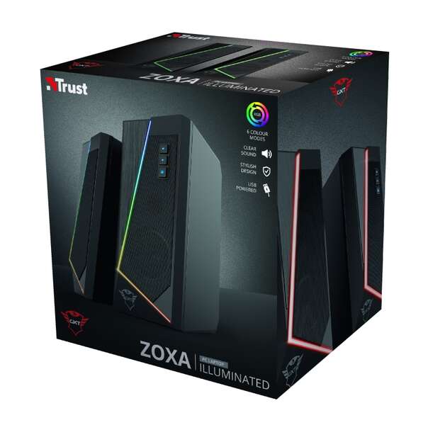 Trust Gaming GXT 609 Zoxa Altoparlanti USB 2.0 12W - Illuminazione LED RGB - Altoparlante 40mm - Colore Nero