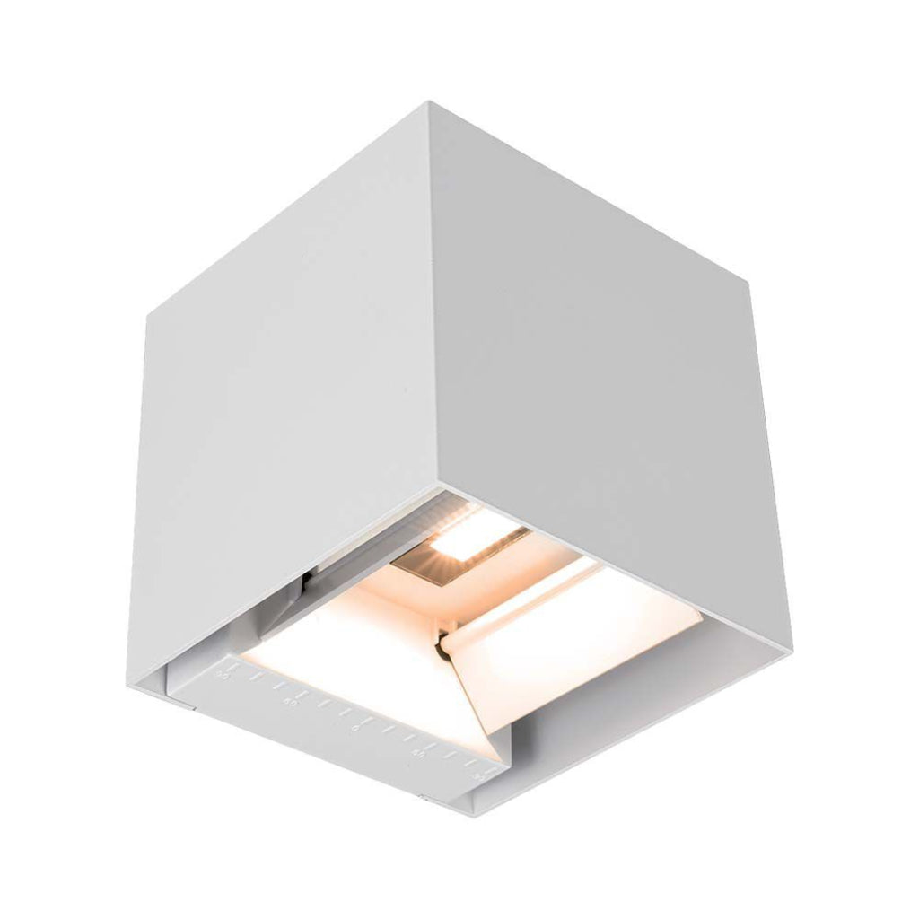 Lampada LED da Giardino Solare 9W con Sensore Crepuscolare IP65 in alluminio bianco, design moderno per illuminazione esterna da parete.