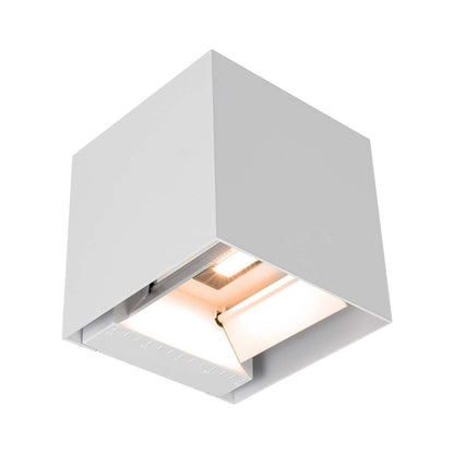 Lampada LED da Giardino Solare 9W con Sensore Crepuscolare IP65 in alluminio bianco, design moderno per illuminazione esterna da parete.