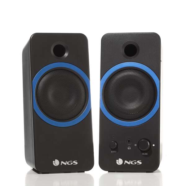 NGS GSX-200 Altoparlanti USB 2.0 20W - Subwoofer - Connessione Jack 3.5mm - Controlli su Altoparlante - Colore Nero/Blu