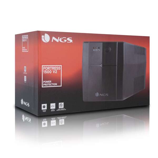 NGS Fortress 1500 V2 SAI 1200VA UPS 720W - Tecnologia Off Line - Funzione AVR - 4x Schuko - Protezione Sovraccarichi e Cortocircuiti