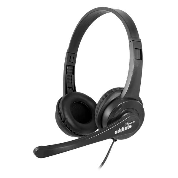 NGS Vox505 Cuffie USB con Microfono - Microfono Pieghevole - Padiglioni Imbottiti - Archetto Regolabile - Controllo su Cavo - Cavo 1.80m - Colore Nero