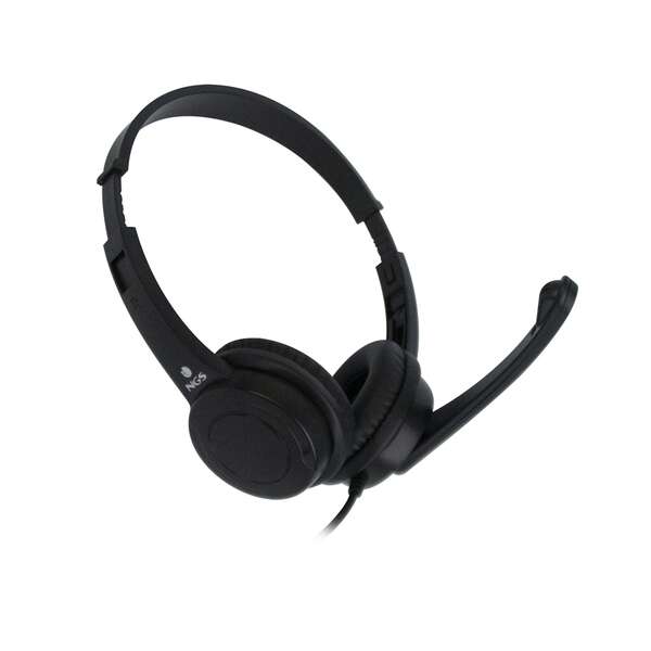 NGS Vox505 Cuffie USB con Microfono - Microfono Pieghevole - Padiglioni Imbottiti - Archetto Regolabile - Controllo su Cavo - Cavo 1.80m - Colore Nero