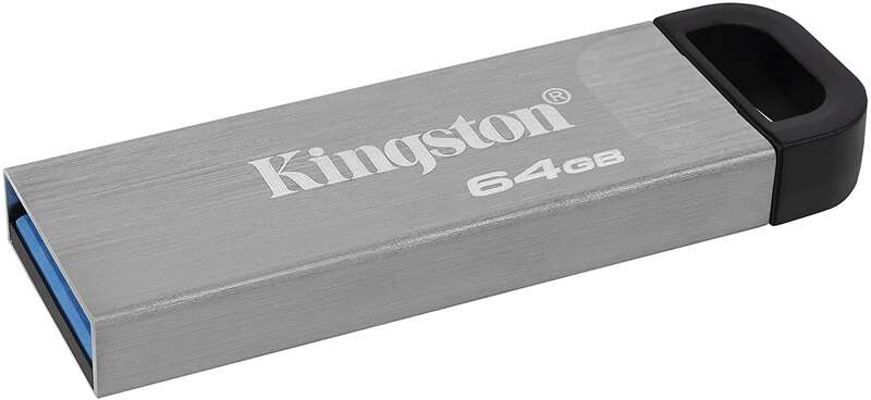 Kingston DataTraveler Kyson Memoria USB 64GB - 3.2 Gen 1 - 200 MB/s in Lettura - Design Metallico - Argento