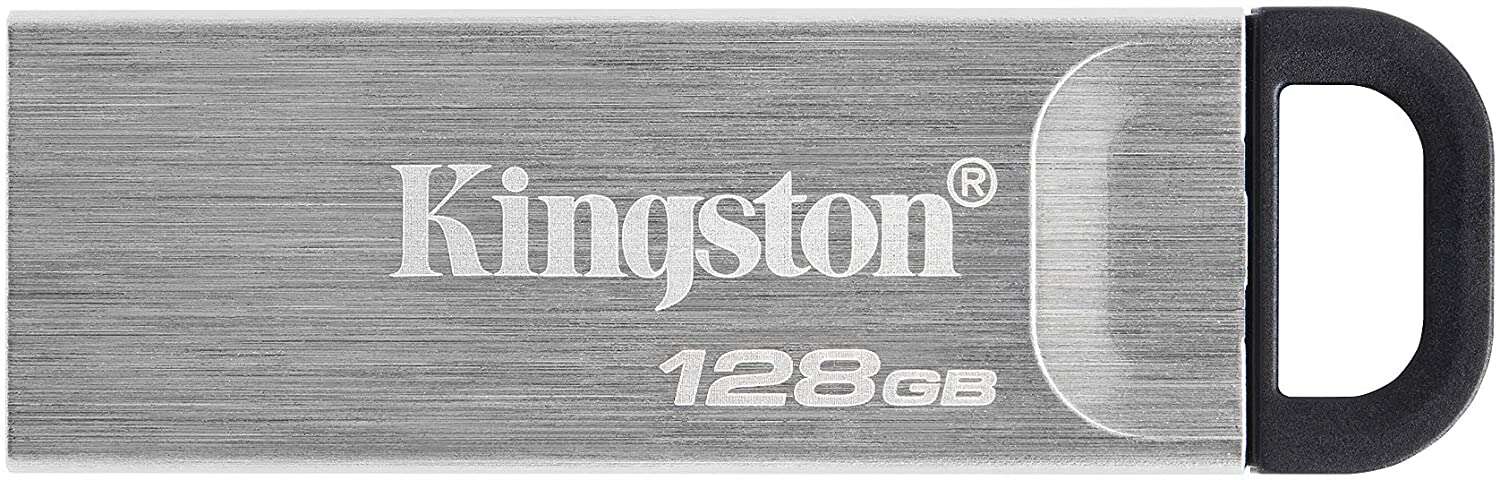 Kingston DataTraveler Kyson Memoria USB 128GB - 3.2 Gen 1 - 200 MB/s in Lettura - Design Metallico - Colore Argento (Pendrive)
