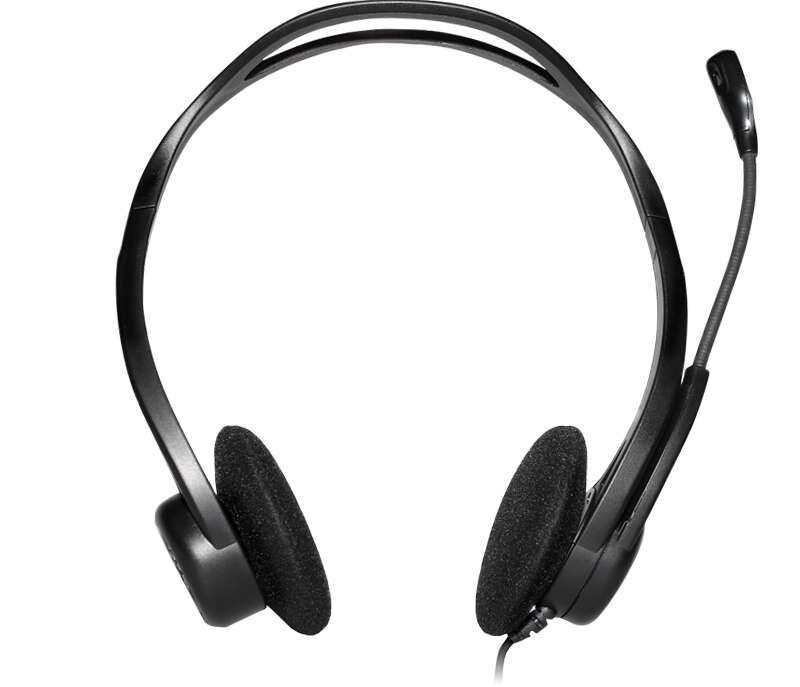 Logitech 960 Cuffie con Microfono USB - Microfono Pieghevole e Flessibile - Comandi su Cavo - Cavo 2.40m - Colore Nero