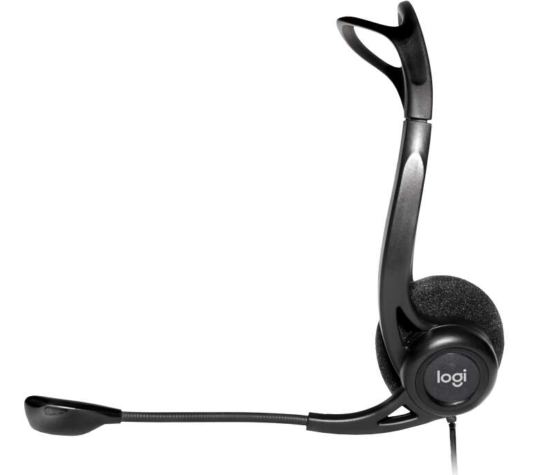 Logitech 960 Cuffie con Microfono USB - Microfono Pieghevole e Flessibile - Comandi su Cavo - Cavo 2.40m - Colore Nero
