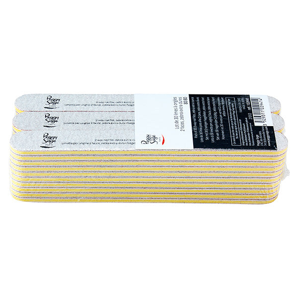 PEGGY SAGE  LOTTO 30 LIMETTE PER UNGHIE 2 FACCE, 80/80 ZEBRA